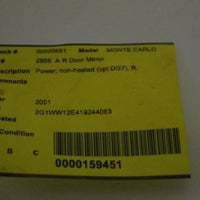 2000-2007 Chevy Monte Carlo Right Passenger Power Sideview Mirror - BIGGSMOTORING.COM