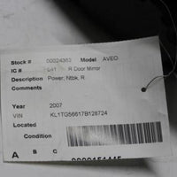 2007-2011 CHEVY AVEO RIGHT PASSENGER SIDE VIEW POWER MIRROR