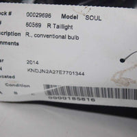 2014-2016 KIA SOUL PASSENGER RIGHT SIDE TAIL LIGHT 29696