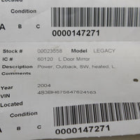 2000-2004 Subaru Legacy Driver Left Side Power Door Mirror 23553 - BIGGSMOTORING.COM