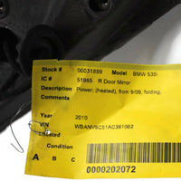 2007-2010 BMW 535I PASSENGER RIGHT SIDE POWER DOOR MIRROR DARK GRAPHITE 31859